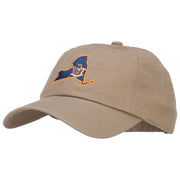 New York State Flag Map Embroidered Unstructured Washed Cap