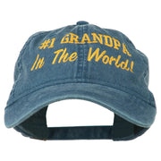 Number 1 Grandpa in the World Embroidered Washed Cotton Cap