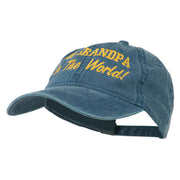 Number 1 Grandpa in the World Embroidered Washed Cotton Cap