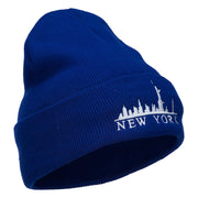 New York Skyline Embroidered Long Beanie