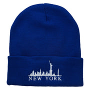 New York Skyline Embroidered Long Beanie