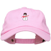 Snowman with Scarf Embroidered Unstructured Cap