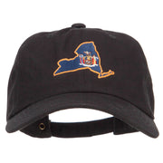 New York State Flag Map Embroidered Unstructured Washed Cap