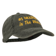 Number 1 Grandpa in the World Embroidered Washed Cotton Cap