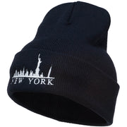 New York Skyline Embroidered Long Beanie