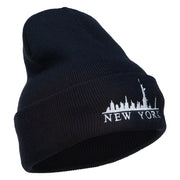 New York Skyline Embroidered Long Beanie