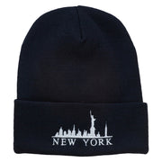 New York Skyline Embroidered Long Beanie