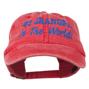 Number 1 Grandpa in the World Embroidered Washed Cotton Cap