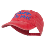 Number 1 Grandpa in the World Embroidered Washed Cotton Cap