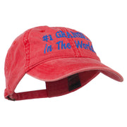 Number 1 Grandpa in the World Embroidered Washed Cotton Cap