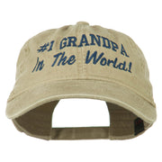 Number 1 Grandpa in the World Embroidered Washed Cotton Cap