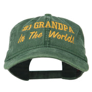 Number 1 Grandpa in the World Embroidered Washed Cotton Cap