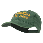 Number 1 Grandpa in the World Embroidered Washed Cotton Cap