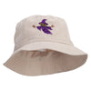 Scary Pumpkin Ghost Embroidered Bucket Hat - Khaki OSFM