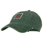 New Mexico with Map Outline Embroidered Washed Cotton Twill Cap