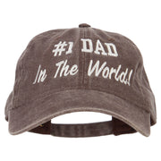 #1 Dad in the world! Embroidered Washed Buckle Cap