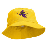 Scary Pumpkin Ghost Embroidered Bucket Hat - Yellow OSFM