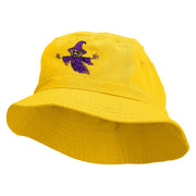 Scary Pumpkin Ghost Embroidered Bucket Hat - Yellow OSFM