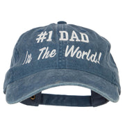 #1 Dad in the world! Embroidered Washed Buckle Cap