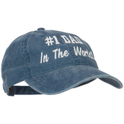 #1 Dad in the world! Embroidered Washed Buckle Cap