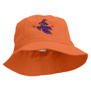 Scary Pumpkin Ghost Embroidered Bucket Hat - Orange OSFM