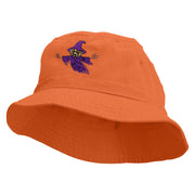 Scary Pumpkin Ghost Embroidered Bucket Hat - Orange OSFM