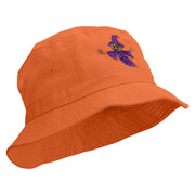 Scary Pumpkin Ghost Embroidered Bucket Hat - Orange OSFM