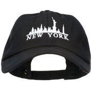 New York Skyline Embroidered Washed Cap