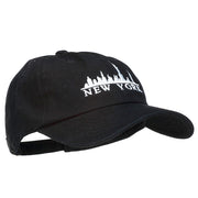 New York Skyline Embroidered Washed Cap