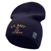 Licensed US Navy Veteran Embroidered Short Beanie Made in USA