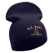 Licensed US Navy Veteran Embroidered Short Beanie Made in USA