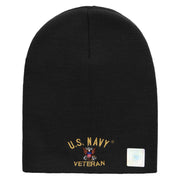 Licensed US Navy Veteran Embroidered Short Beanie Made in USA