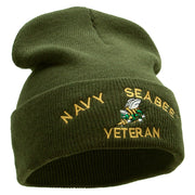 Licensed Navy Seabee Veteran Logo Embroidered Long Beanie Made in USA