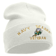 Licensed US Navy Seabee Veteran Military Embroidered Long Beanie Made in USA