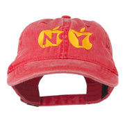 NY with Apple Image Embroidered Washed Cap