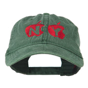 NY with Apple Image Embroidered Washed Cap