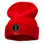 Nia is Purpose Embroidered Knitted Long Beanie