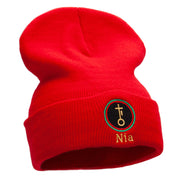 Nia is Purpose Embroidered Knitted Long Beanie