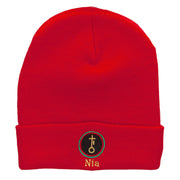 Nia is Purpose Embroidered Knitted Long Beanie