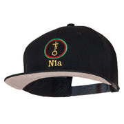 Nia Kwanzaa Embroidered Superior Cotton Twill Flat Bill Prostyle Snapback Cap