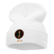 Nia is Purpose Embroidered Knitted Long Beanie