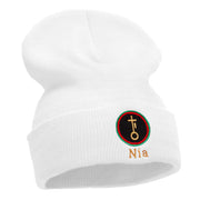 Nia is Purpose Embroidered Knitted Long Beanie