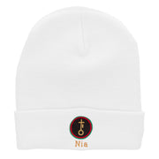 Nia is Purpose Embroidered Knitted Long Beanie