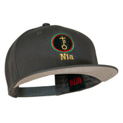 Nia Kwanzaa Embroidered Superior Cotton Twill Flat Bill Prostyle Snapback Cap