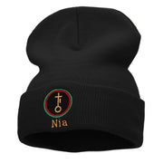 Nia is Purpose Embroidered Knitted Long Beanie