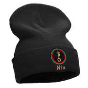 Nia is Purpose Embroidered Knitted Long Beanie