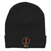 Nia is Purpose Embroidered Knitted Long Beanie