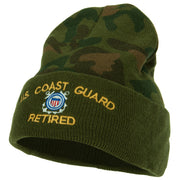 US Coast Guard Retired Embroidered Camo Long Beanie