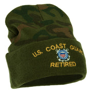 US Coast Guard Retired Embroidered Camo Long Beanie