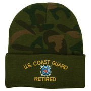 US Coast Guard Retired Embroidered Camo Long Beanie